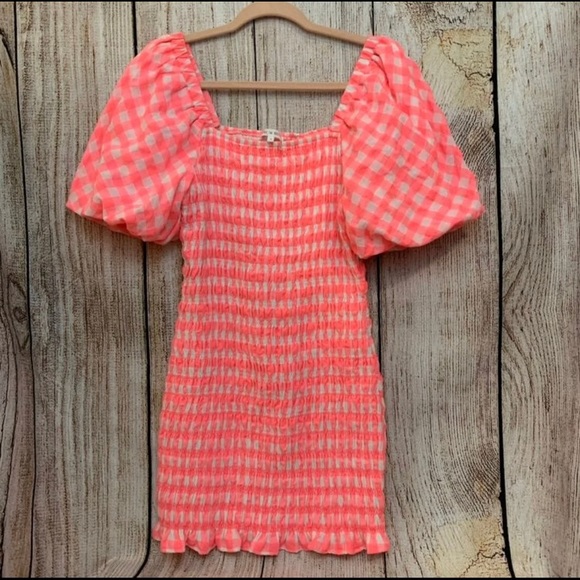 Anthropologie Pink Gingham Mini Dress - Picture 4 of 7